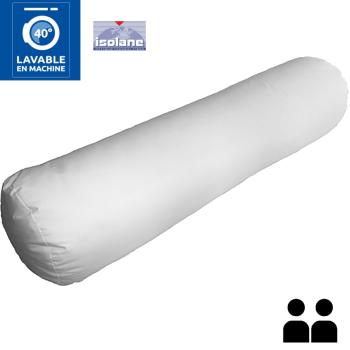 Polochon Basic Rond Blanc, 1200gr/m, Ferme, Enveloppe polycoton, 140cm