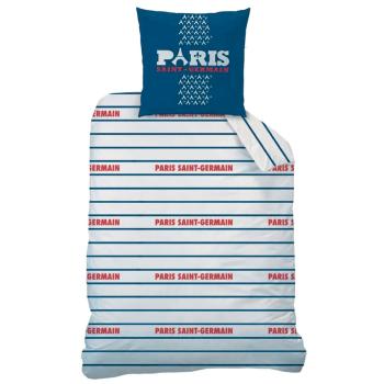 Housse de couette Paris Saint-Germain PSG Logo, Bleu/Rouge, 140x200cm, 1 personne, 100% Coton Oeko-Tex 