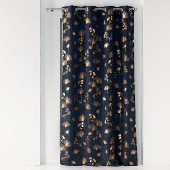 Rideau à oeillets Bloomy, Marine/Or, 140 x 260 cm, 100% Polyester, Qualité supérieure, Prêt à poser