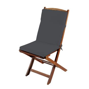 Coussin de fauteuil déperlant, Gris, 90 x 40 cm, Attache clips + nouettes, 100% polyester 