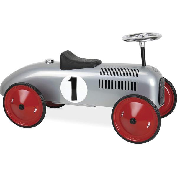 Porteur, Voiture vintage pour enfant en métal, Gris/Rouge, 75x35x40cm