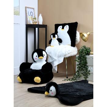 Coussin Enfant Jemmy le Pingouin, Ultra doux, 40x40cm, Noir/Blanc, 100% Polyester