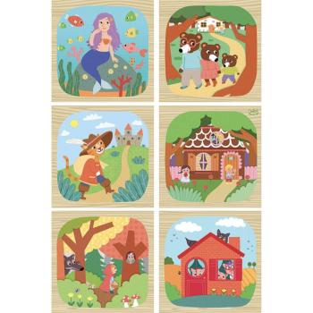 Vilac, 9 cubes en bois, Les contes, Multicolore, Jouet d'éveil en bois, Dès 2 ans