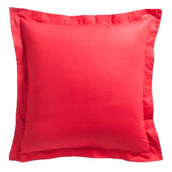 Taie d'oreiller unie, Rouge Pomme d'amour, 75x75cm, 100% Coton  volant plat