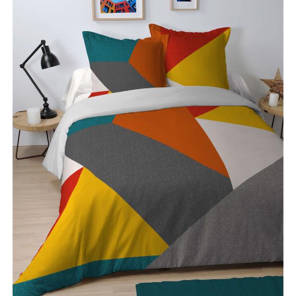 Housse de couette Colorblock, Multicolore, 220x240cm, 2 personnes, 100 Coton J&K Markets