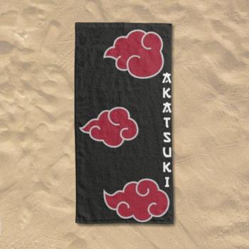 Serviette de plage ou de bain Naruto Akatsuki, Noir, 75x150cm, 100% Coton Oeko-Tex