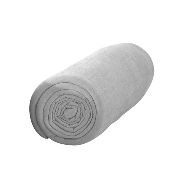 Drap housse Gris clair/Zinc, 140x200cm, 100% Coton - Bonnet de 30cm