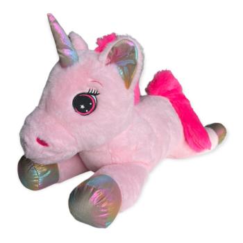 Peluche Licorne XL Bellini, Rose, 56cm, Position allongée, Toucher agréable et tout doux, 100% polyester 