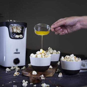 Machine à Popcorn Express, Sans Huile, Couvercle avec ouverture de remplissage, Blanc/Noir, 1100W, Pieds antidérapants
