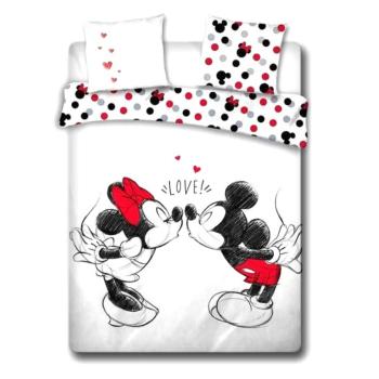 Housse de couette Mickey et Minnie in Love, Blanc, 200x200cm, 100% Coton