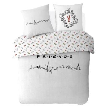 Housse de couette Friends la Srie, Blanche, 200x200cm, 100% Coton Oeko-Tex