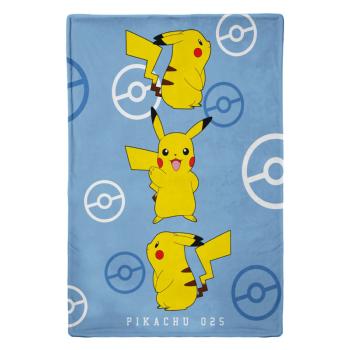 Plaid Polaire Pokémon Pikachu, Bleu, 100x130cm, 100% Polyester, Toucher tout doux