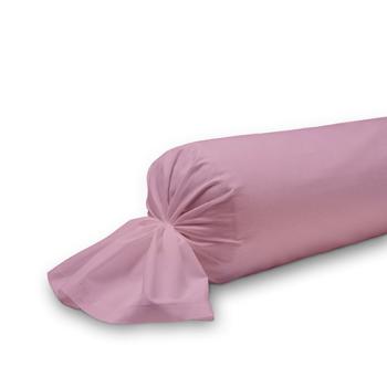 Taie de traversin unie, Rose Lila, 45x185cm, 100% Coton