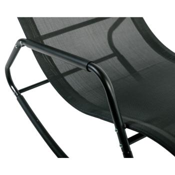 Rocking chair long, pliable en Acier avec repose pieds, Tube 28mm, Noir, Tissus texaline 550gr/m², Haute qualité, 148x72x86cmcm