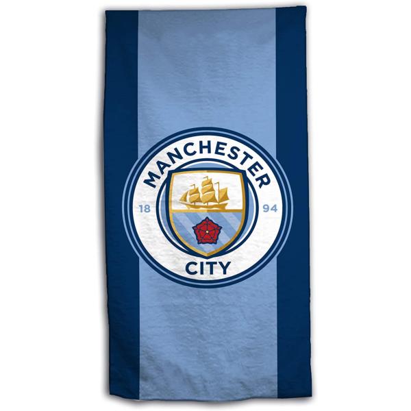 Drap de plage ou de bain Manchester City, Bleu, 70x140cm, 100% Coton