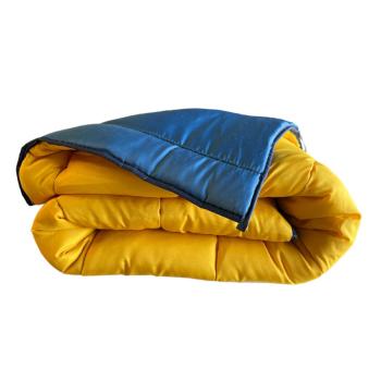 Couette Bicolore Tempérée, Bleu Pétrole/Jaune, 300gr/m², 140x200cm, 1 personne, 100% Microfibre