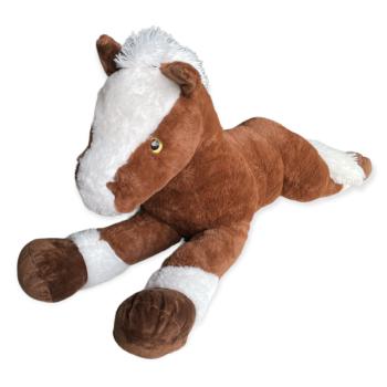 Peluche Cheval XXL Cacahuète, Marron foncé, 90cm, Position allongée, Toucher agréable et tout doux, 100% polyester 