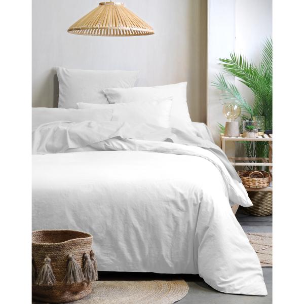 Housse de couette coton biologique, Blanc, 240x220cm, 2 personnes, 100% Coton 57 fils, Oeko-Tex