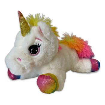 Peluche licorne arc-en-ciel, Blanc, 27 x 19 x 12 cm (Lxhxl), Polyester