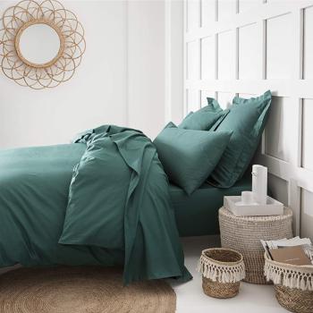 Housse de couette unie Vert Emeraude, 140x200cm, 1 personne, 100% Coton 57 fils, Oeko-tex