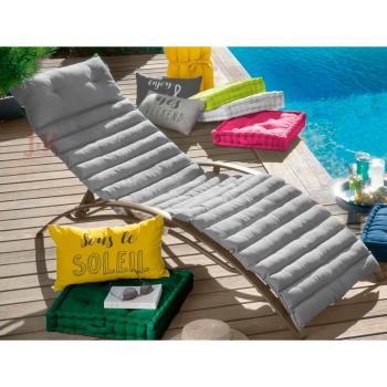 Coussin Matelassé pour Bain de soleil, Anthracite/Gris foncé, 60x180cm, 100% Coton Oeko-Tex