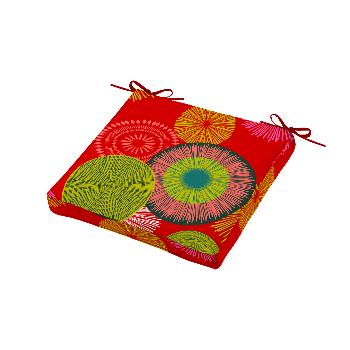 Galette de chaise déhoussable, Imprimé Tahiti, 40x40cm, 100% Microfibre, Attache à lacets