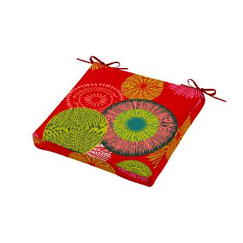 Galette de chaise déhoussable, Imprimé Tahiti, 40x40cm, 100% Microfibre, Attache à lacets