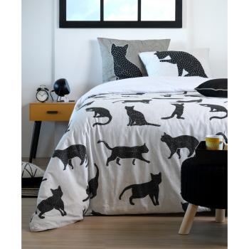 Housse de couette Chaton, Motif design, Blanc/Noir, Adulte, 240x220cm, 2 personnes, 100% Coton, Oeko-tex