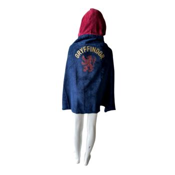 Plaid cape Harry Potter, Moufles + capuche intégrés, Bordeau/Bleu, 70x120cm, 100% Polyester, Toucher tout doux