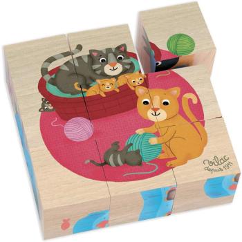 Vilac, 9 cubes en bois, Les animaux, Multicolore, Jouet d'éveil en bois, Dès 2 ans