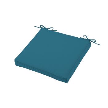 Galette de chaise dhoussable, Bleu Canard, 40x40cm, 100% Microfibre, Attache  lacets