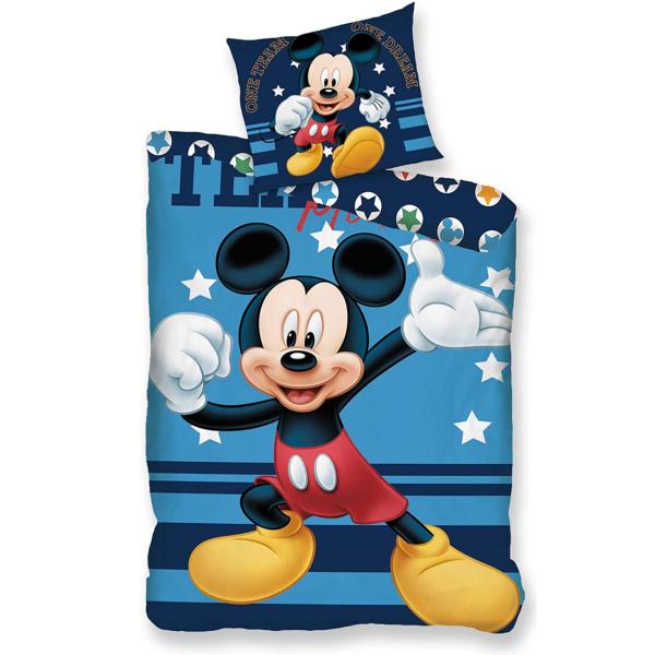 Housse de couette Disney Mickey Star, Bleu Réversible, Enfant, 140x200cm, 1 personne, 100% Coton