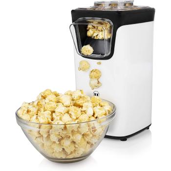 Machine à Popcorn Express, Sans Huile, Couvercle avec ouverture de remplissage, Blanc/Noir, 1100W, Pieds antidérapants