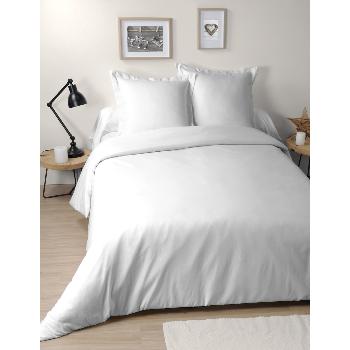 Housse de couette unie 240x220cm, 2 personnes, Blanc, 100% Coton 57 fils, Oeko-Tex