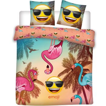 Housse de couette Emoji Flamingo, Summer tropical, Multicolore, Adulte, 220x240cm, 2 personnes, 100% Coton
