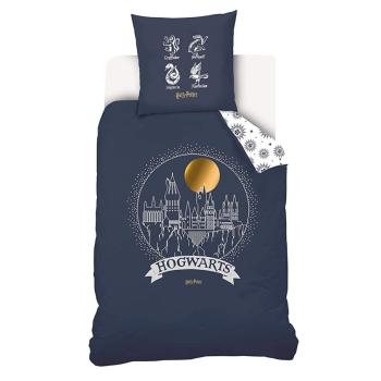 Housse de couette Harry Potter Hogwarts, Bleu, 140x200cm, 1 personne, 100% Coton