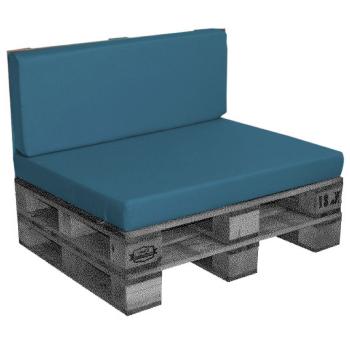 Coussin/Matelas d'extérieur pour Palette [EUR] en fibre compressée, Déhoussable, Imperméable, Bleu Canard, 120x80x10cm, 100% Polyester