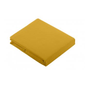 Drap plat uni 240x300cm, 2 personnes, Jaune Moutarde, 100% Coton 57 fils, Oeko-Tex