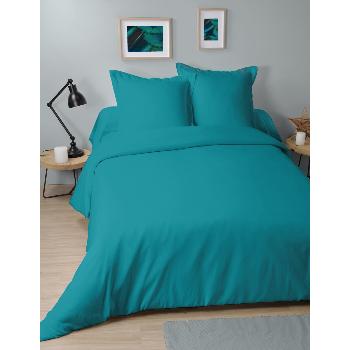 Housse de couette unie 240x220cm, 2 personnes, Bleu Canard, 100% Coton 57 fils, Oeko-Tex