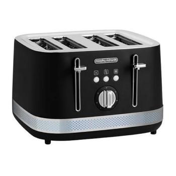 Morphy Richards, Grille-pain familial 4 fentes, 7 positions, Ramasse-miettes amovible, Noir, 1800W