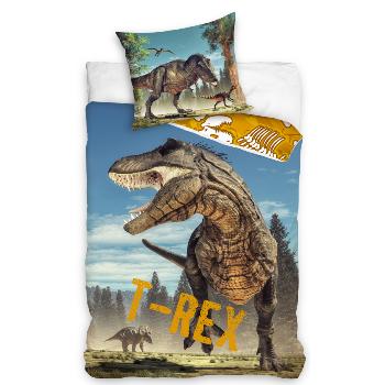 Housse de couette Dinosaure T-Rex, Multicolore, Enfant, 140x200cm, 1 personne, 100% Coton, Taie d'oreiller 70x90cm, Zippée
