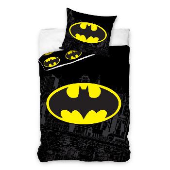 Housse de couette Batman Original, Noir/Jaune, 140x200cm, Enfant, 100% Coton, Zippée