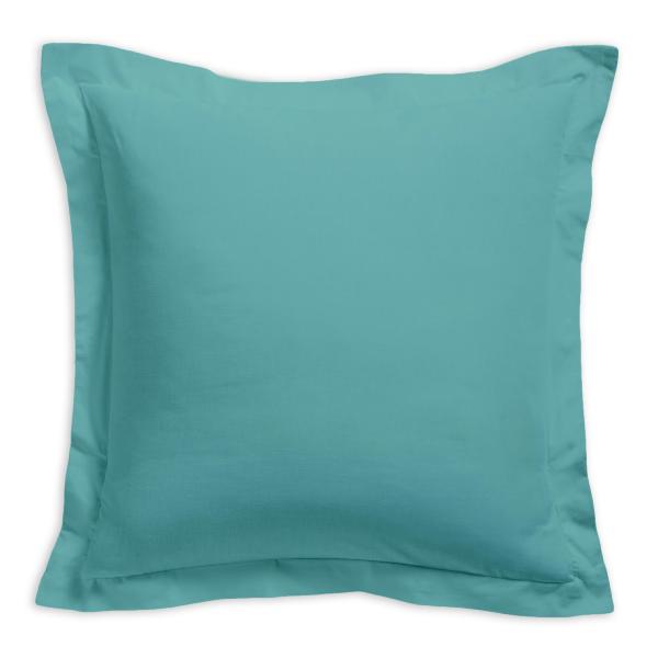 Taie d'oreiller unie, Turquoise/Diabolo Menthe, 75x75cm, 100% Coton à volant plat