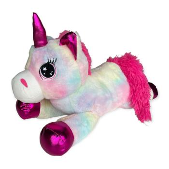 Peluche Licorne XL Galaxie, Rose, 56cm, Position allongée, Toucher agréable et tout doux, 100% polyester 