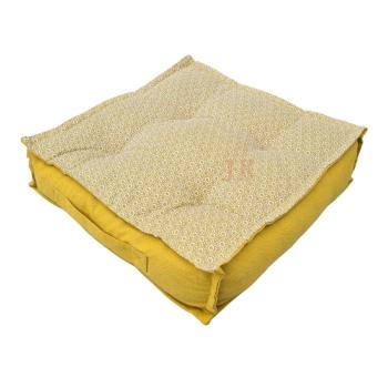 Coussin de sol d'extérieur, Imprimé Desert Chik, Jaune Ocre, 40x40x12cm, 100% Coton