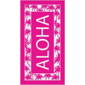 Drap de plage/Bain, Texty Aloha Palmiers, Fuchsia, 90x170cm, 100% Coton, Haute qualit