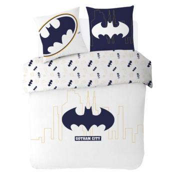 Housse de couette Batman Chic City, Blanc, 220x240cm, 2 personnes, 100% Coton Oeko-Tex