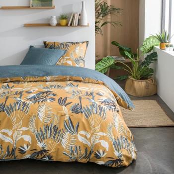 Housse de couette Tamara, Jaune/Bleu, Adulte, 220x240cm, 2 personnes, 100% Coton