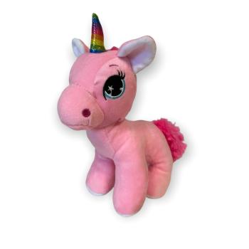 Peluche licorne debout, Rose, 22 x 16 x 9 cm (hxLxl), Polyester