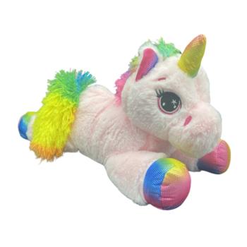 Peluche licorne arc-en-ciel, Rose, 39 x 26 x 14 cm (Lxhxl), Polyester